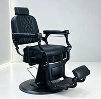 Fauteuil de barbier vintage, hydraulique, inclinable, noir, robuste, mobilier de salon de coiffure, fauteuil de barbier professionnel