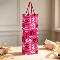 Sacs cadeaux pour vin de la Saint-Valentin, sacs en papier imprimés avec des cœurs pour l'emballage de cadeaux de fête de la Saint-Valentin