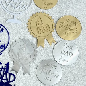 ของตกแต่งคัพเค้กอะคริลิค รูปแบบน้ำผึ้งและความหวาน สำหรับงานวันพ่อ ของตกแต่งเค้กพร้อมดีไซน์ "คุณพ่อที่ดีที่สุดในโลก" - Product Image 3