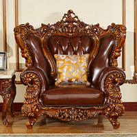 Canapés Royaux Haut de Gamme Européens, Élégants et Luxueux, Traditionnels, en Bois Massif Sculpté, Style Villa Française, en Cuir Doré, Modulaires et Sectionnels