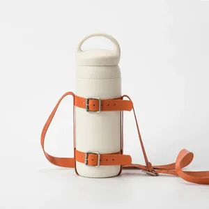 2023 Fashion design tracolla per tazza d'acqua per bambini in vera pelle