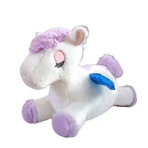 Mainan boneka & boneka Unicorn mata tertutup hadiah anak-anak Pegasus mainan boneka empuk lembut