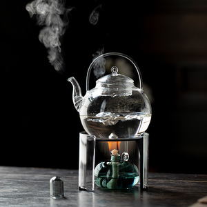 Calentador de Té de Vidrio de Borosilicato Alto con Tapa, Quemador de Alcohol con Trípode de Hierro, para Llama Abierta, Independiente, Hecho en Dehua - Product Image 3