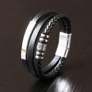 Pulsera de Cuerda Trenzada Multicapa Moderna para Hombre, Brazaletes de Acero Inoxidable, Joyería Masculina, Regalos - Product Image 2