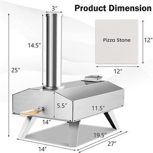 Four à pizza à granulés de table moderne, luxueux et haut de gamme, réglable, en acier inoxydable, avec pieds pliables et dispositif de sécurité Flame Tamer (GPL) - Product Image 2