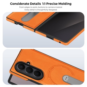 New Magnetic PU Leather Phone Case for Samsung Fold 7 3 4 5 6 With Hidden 360° Strip <b>Stand</b> <b>Wireless</b> <b>Charging</b> Shockproof Cover - Product Image 2
