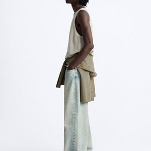 Chalecos de punto de cuello redondo de algodón informales transpirables de verano personalizados chalecos de punto para hombres - Product Image 3