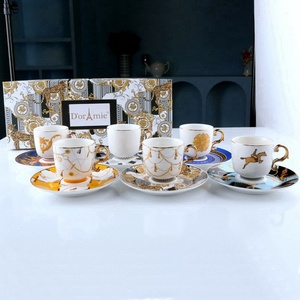 Turkish Style Luxury Mini Espresso Cup and Saucer Set 6-Piece Porcelain Coffee <b>Tea</b> Mug with Gift <b>Box</b> for Travel - Product Image 3