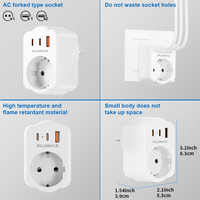 PUJIMAX Convertisseur de prise européen Adaptateur de voyage Adaptateur de prise de courant Prise électrique avec port USB de type C Chargeur de voyage