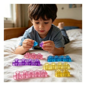 Rainbow Jelly Soft <b>Building</b> <b>Blocks</b> Montessori Sensory TPE Kids Travel Stacking Construction Learning Toy Preschool - Product Image 6