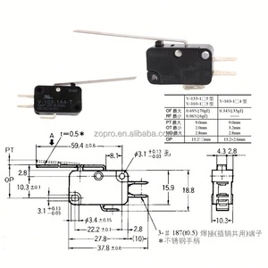 Micro-interrupteur à bouton 10A, résistant à la chaleur, petit interrupteur à longue tige V-103-1A4-T - Product Image 4