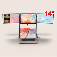 Moniteur triple écran TriCreate Lite 14 pouces, extension d'écran quadruple, connexion IPS Type-C, pliable, triple écran pour ordinateur portable