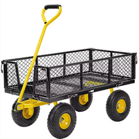 Chariot Pliant Robuste en Acier avec Côtés en Maille, 4 Roues, Chariot de Jardin Pratique, Diable d'Extérieur, Chariot Pliable