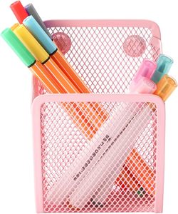 Portapenne Magnetico in Rete Metallica <span class=keywords><strong>Rosa</strong></span>, Porta Penne in Acciaio Inossidabile con Magneti, Organizzatore per Lavagna - Product Image 3