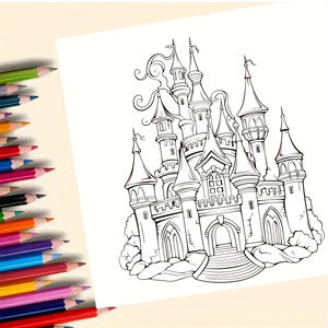 Nuovo Libro da Colorare <span class=keywords><strong>per</strong></span> <span class=keywords><strong>Adulti</strong></span> Castello nel Parco, 24 Illustrazioni Creative Graffiti ad Acquerello su Carta, Prodotto in Cina, Castello delle Fiabe - Product Image 1