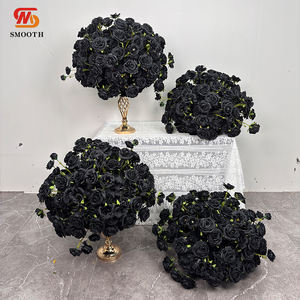 Boule de fleurs artificielles en rose noire lisse faite à la main, douce, pour mariage, Saint-Valentin et décoration de centre de table pour événements et fêtes - Product Image 6