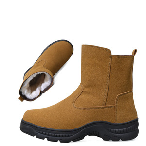 Men's Snow <b>Boots</b> With Fur Trim Extra Thick Warm Winter Mid-Heel Solid Color Front Laces Adult Size - Product Image 2