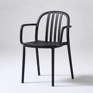 Sedie Impilabili Promozionali per Adulti in Plastica PP con Braccioli, Semplici ed Economiche, per Giardino ed Esterni, con Schienale a Righe - Product Image 5