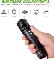 Luz led con zoom Usb, linterna recargable de 1000 lúmenes, foco de mano de 12 voltios