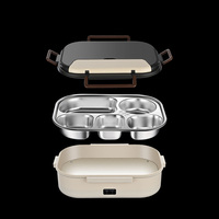 Boîte à lunch électrique USB portable, compartimentée, chauffe-aliments pour voiture, récipient isotherme en acier inoxydable