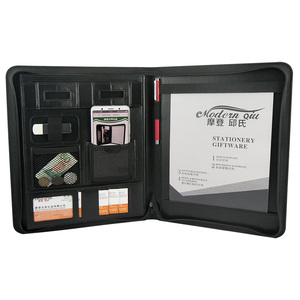 Modernqiu A4 đa chức năng kinh doanh da danh mục đầu tư dây kéo Powerbank với sạc-nộp hồ sơ sản phẩm PU Chất liệu túi - Product Image 1