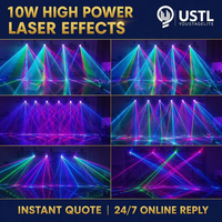 Proyector Láser de Animación RGB de 10W con Cabezal Móvil, Compatible con ILDA y Pangolin QS, Anillo LED para Escenario, DJ, Directo de Fábrica