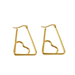 Heart Shape Hoop Earrings Gold Plated Geometric Design For Women Fashion Jewelry - Product Image 5
