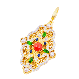 Pendentif en argent 925 avec agate et filament, plaqué or 18 carats, unisexe, pour usage quotidien et cadeau d'anniversaire de mariage, par UM Jewelry - Product Image 3