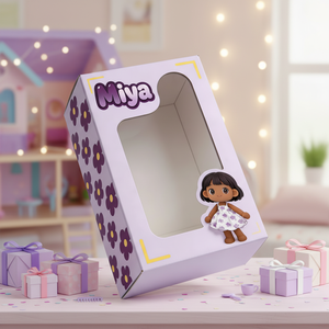Caja de Regalo para Muñecas de 10 y 12 Pulgadas con Ventana Transparente, Personalizada al por Mayor, MOQ Bajo, Cartón Corrugado Sólido, Impresión a Color, Laminación Brillante - Product Image 6