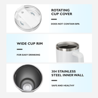 Mug de voyage isotherme à double paroi en acier inoxydable 40oz avec poignée et couvercle, entrepôt USA
