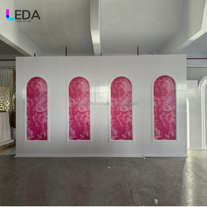Fondo de boda de arco rosa de lujo Popular LEDA, decoración ajustable forrada en oro para eventos de boda - Product Image 2