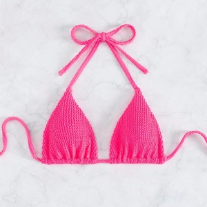 Nuevo top de bikini con cuello halter en color azul, hecho de tela especial, estilo europeo y americano, perfecto para vacaciones. - Product Image 2