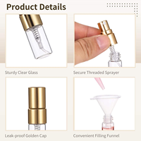 Vente en gros de mini flacons en verre transparents de 2 ml, 3 ml, 5 ml, 10 ml, 15 ml avec bouchon à vis, pour échantillons de parfum, vaporisateurs de poche, emballages