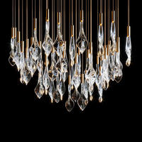 Lampe suspendue décorative de luxe pour la maison, en cristal, moderne, en verre, en forme de feuille, hauteur réglable, pour centre commercial, hall, hôtel, réception
