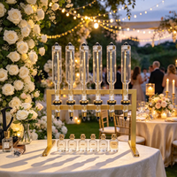 Support de Présentation de Luxe Doré pour 6 Bouteilles de Parfum de 375 ml avec Robinet en Verre pour Mariage, Cosmétiques et Magasin de Détail