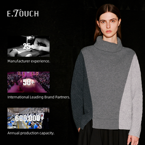 Suéter de <span class=keywords><strong>punto</strong></span> holgado primavera con logotipo personalizado para mujer, tejido de <span class=keywords><strong>punto</strong></span> de manga larga bordado a mano de fábrica de color beige para mujer - Product Image 4