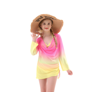 Conjunto de traje de baño Tie Dye para niñas, bikini con cubierta de manga larga, ropa de playa, talla 4 6 8 10 12 14 QJ10063 - Product Image 2