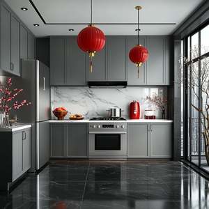 Armoires de cuisine modulaires de luxe Ensemble complet moderne en bois de chêne massif Armoire personnalisée écologique et étanche - Product Image 6