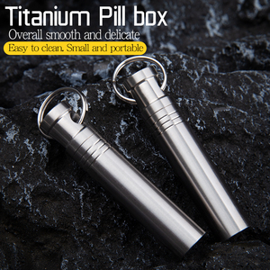 Pastillero de Metal de titanio resistente al agua, llavero de bolsillo, Mini pastillero de viaje portátil, herramienta de mano de emergencia - Product Image 3