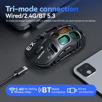 Souris de jeu sans fil T-WOLF X3 Tri-mode, souris sans fil filaire BT, souris à découpe creuse RGB 8000 DPI, souris de jeu 6D avec programmation de macros