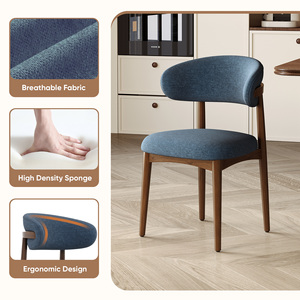 Wood Frame Upholstered Dining <b>Chair</b> Ergonomic Curved Backrest Side <b>Chair</b> Breathable Fabric Leisure Dining <b>Chair</b> for Home - Product Image 4