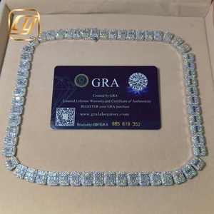 Fine Jewelry 9MM Sterling Silver 925 Hip Hop Pass Diamond Tester VVS Moissanite Diamond <b>Iced</b> <b>Out</b> Cuban Link <b>Chain</b> Necklace - Product Image 6