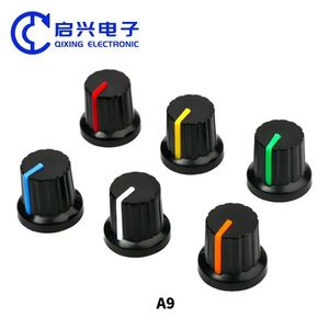 A9 kenop potensiometer plastik 6mm, tombol kontrol Volume 6mm putih merah hijau biru kuning oranye - Product Image 2