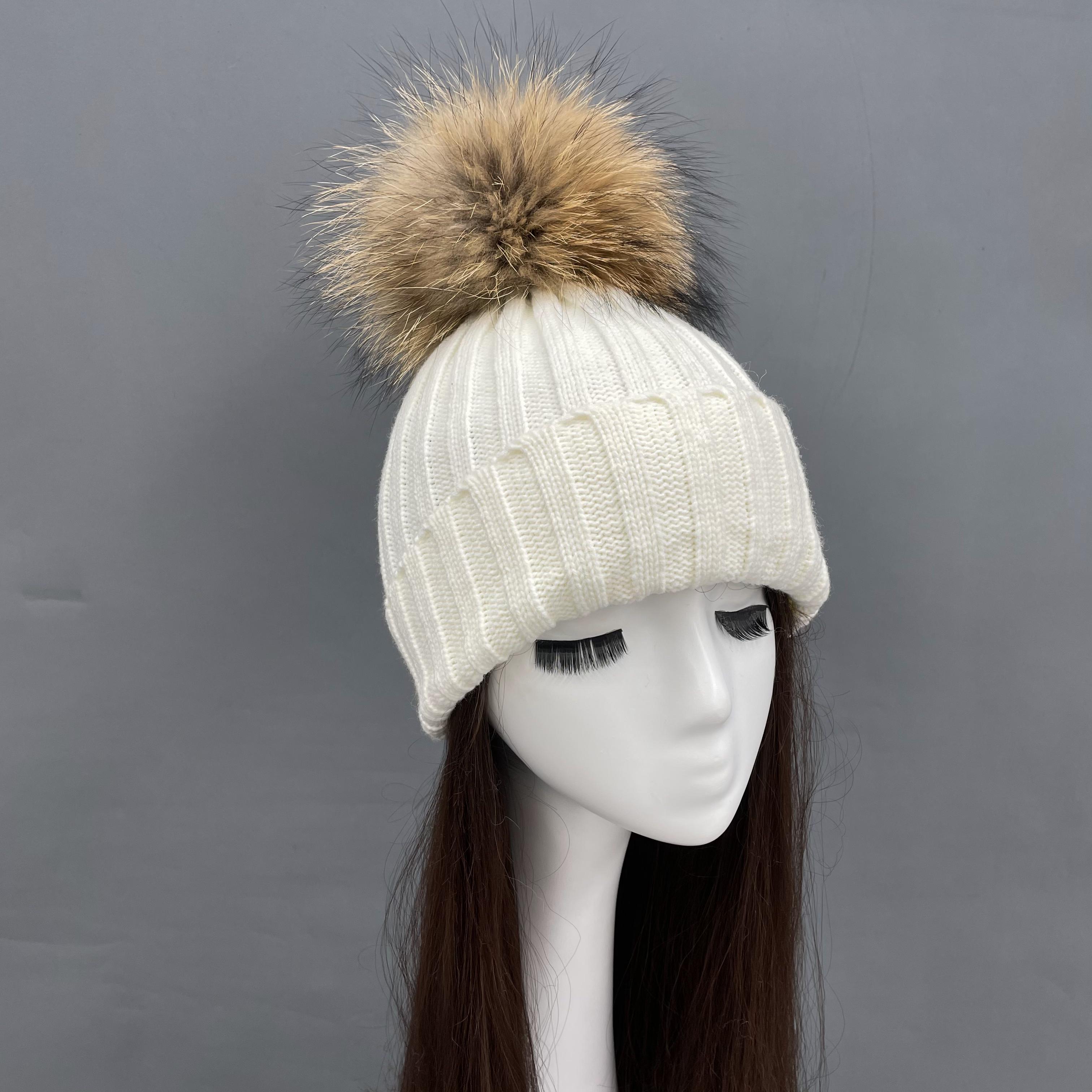White knitted beanie hat