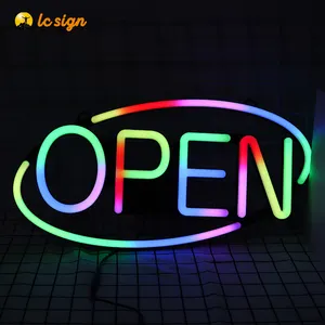 Produttore personalizzato facile uso variopinto al neon segno impermeabile ha condotto il segno aperto per il negozio