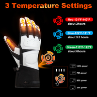 Personnalisation d'usine 7.4v Lithium Usb batterie électrique gants de ski chauffants avec contrôle de température à 3 niveaux