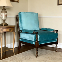 Fauteuil de détente moderne en velours turquoise avec pieds en bois, canapé une place pour salon, chambre à coucher, extérieur, maison