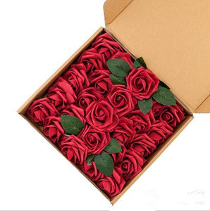 <span class=keywords><strong>Rosas</strong></span> artificiales de espuma de PE, cabezas de <span class=keywords><strong>rosas</strong></span> rojas de aspecto Real para ramos de boda artesanales, arreglos de centros de mesa, 25 uds. - Product Image 2