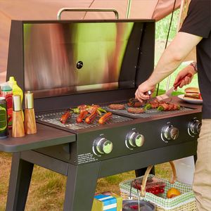 Plaque chauffante BBQ <span class=keywords><strong>Plancha</strong></span> 4 brûleurs cuisinière à <span class=keywords><strong>gaz</strong></span> bouilloire BBQ gril à charbon de bois <span class=keywords><strong>pour</strong></span> cuisine extérieure - Product Image 3