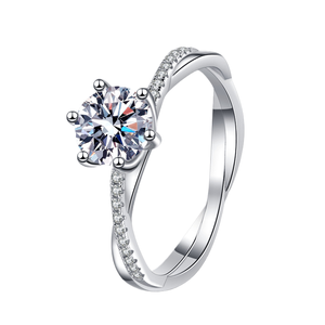 Anillo de Piedra Mosang para Mujer, Plata de Ley 925, Diseño de Amor Entrelazado, Joyería Transfronteriza para Boda - Product Image 1